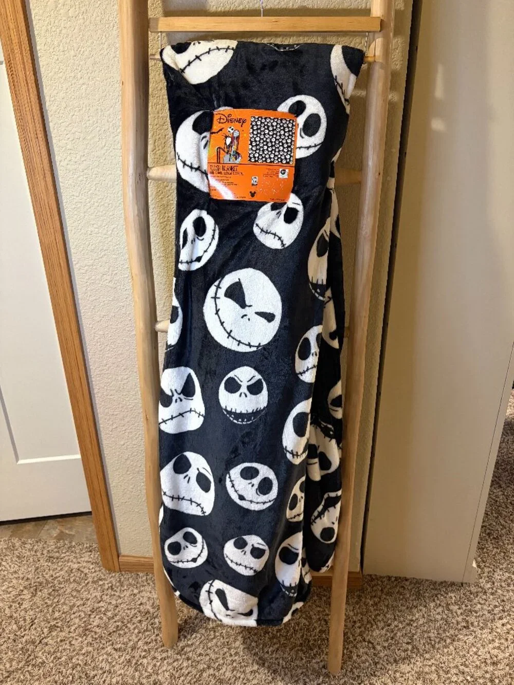 Disney Nightmare Before Christmas Jack Skellington Plush Blanket 90x90 NWT